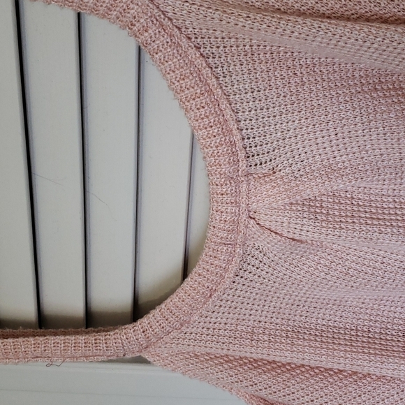 ANTHRO Deletta Oversized Cold Shoulder Waffle Knit Sweater Top, Small, Peach - Picture 7 of 13